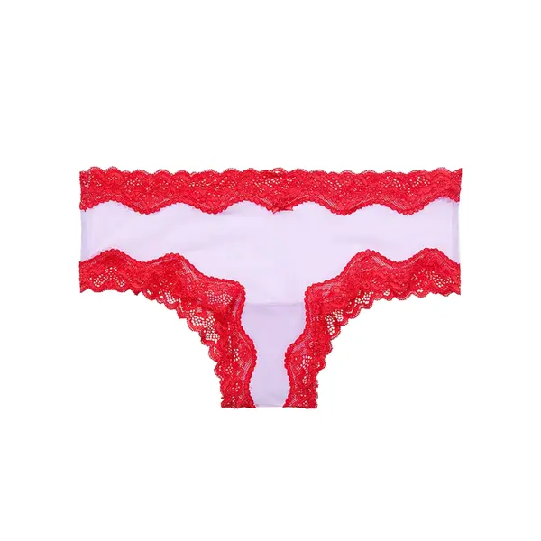 Tease mesh cheeky panties with lace extension silky liliac / bright vermillion S