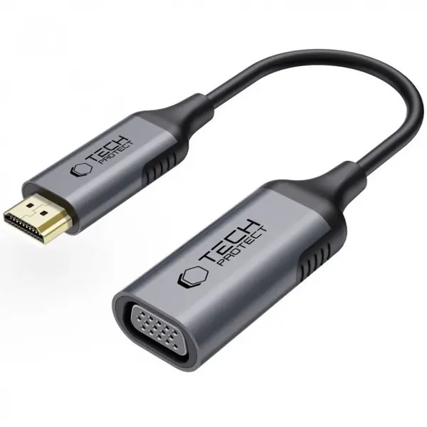 Tech-Protect Adaptor Video Tech-Protect Ultraboost, HDMI la VGA, Suporta rezolutie Full HD 1080p 60Hz, Negru