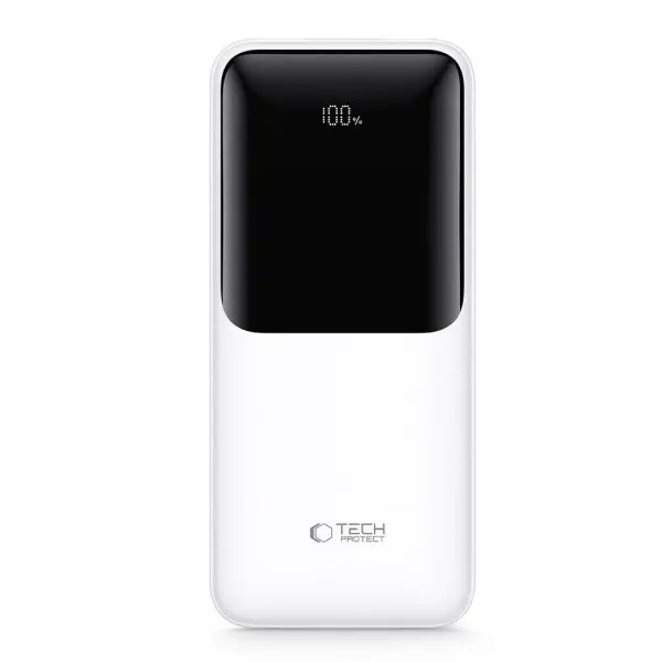 Tech-Protect Baterie Externa Tech-Protect PB01, 10000mAh, 22.5W, QC + PD, 1 x USB-C - 2 x USB-A, Alba