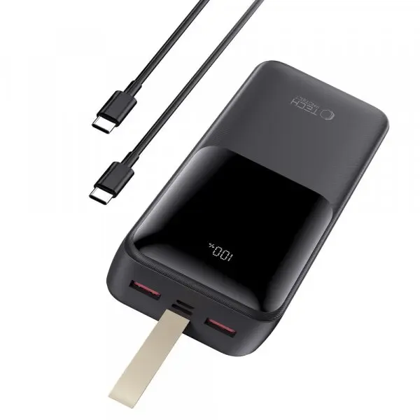 Tech-Protect Baterie Externa Tech-Protect PB03, 30000mAh, 22.5W, PD + FQI, 1 x microUSB - 1 x USB-C - 2 x USB-A, Neagra