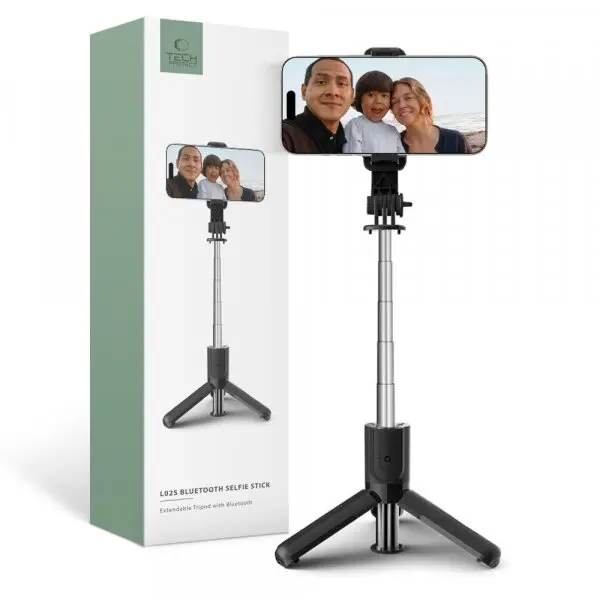 Tech-Protect Selfie Stick Bluetooth Tech-Protect L02S, Universal, Negru