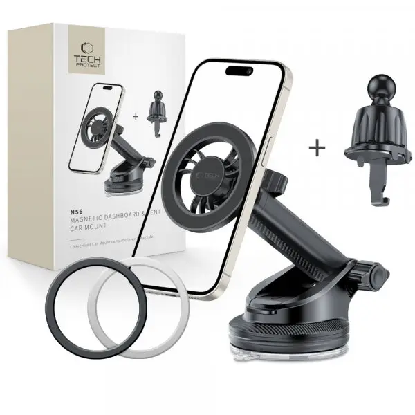 Tech-Protect Suport Auto Magnetic Tech-Protect N56 2in1, Universal, Negru