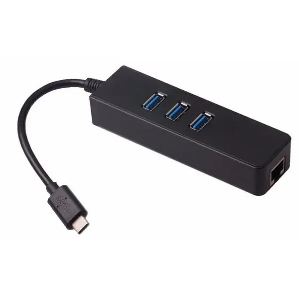 TECHLY Techly Placa retea adaptor USB-C 3.1 na Gigabit Ethernet RJ45 cu hub 3x USB-A