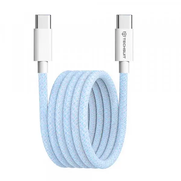 techsuit Cablu Date si Incarcare USB-C - USB-C Techsuit PCB114D, 60W, 1m, Albastru