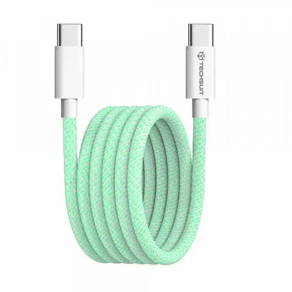 techsuit Cablu Date si Incarcare USB-C - USB-C Techsuit PCB114D, 60W, 1m, Verde
