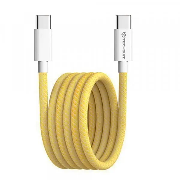 techsuit Cablu Date si Incarcare USB-C - USB-C Techsuit PCB114D, 60W, 1m, Galben