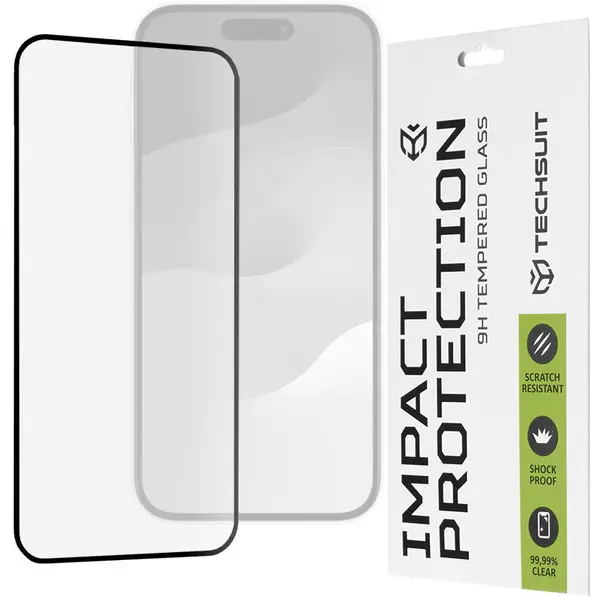 techsuit Folie pentru iPhone 15 – Techsuit 111D Full Cover / Full Glue Glass, Negru