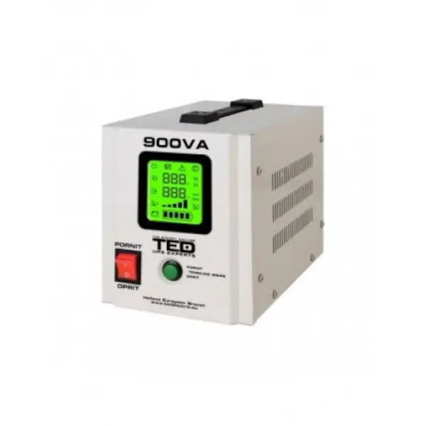 TED Electric UPS Pentru Centrala TED Electric, Sursa Curent Centrala, 900VA, 500W, Ecran LCD si Sinusoidala Pura, Baterie 12V