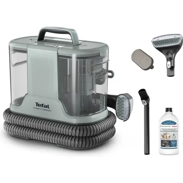 Tefal Aspirator cu spalare portabil, Tefal IZ3020F0 Clean it Compact, 3in1, indepartare rapida a petelor, murdariei si lichidelor varsate de pe materiale textile, capacitate 1.4l, Verde pal