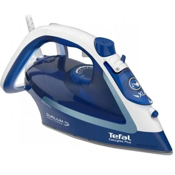Tefal Fier de calcat TEFAL EasyGliss Plus FV5735E0, 2500W, 220g/min, Easygliss Plus , Durilium AirGlide, sistem anticalcar, functie calcare verticala, Auto OFF, Autosteam, alb&albastru