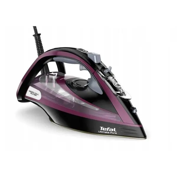 Tefal Fier de calcat Tefal Ultimate Pure FV9835E0, 3000 W, 240g/min, 350 ml, Talpa Durilium AirGlide Autoclean, Negru-Violet