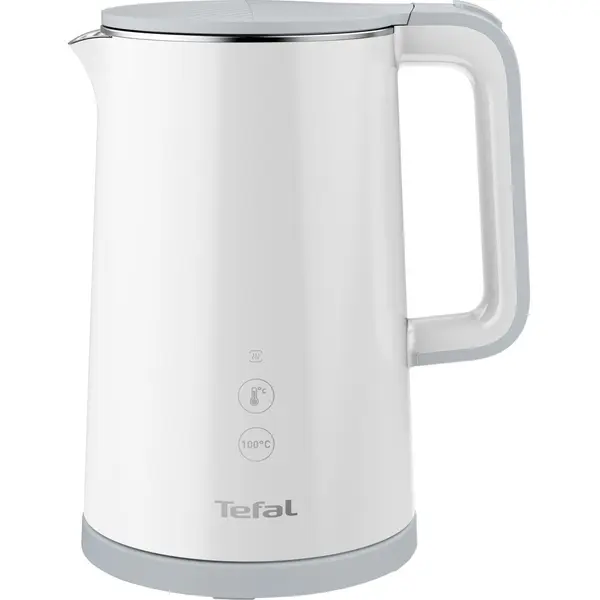 Tefal Fierbator Tefal Sense KO693110, 1800W, capacitate 1.5L, ecran digital, 5 trepte de temperatura, baza rotativa, interior inox, Alb