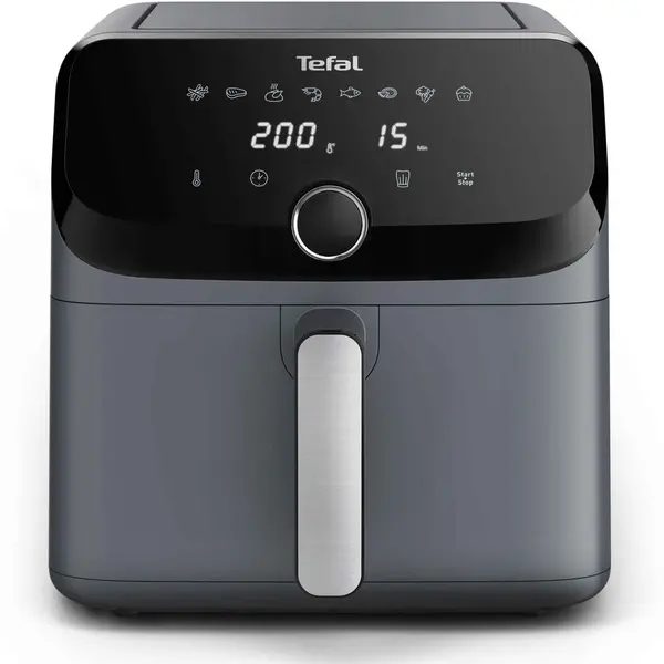 Tefal Friteuza cu aer cald Tefal Easy Fry Mega EY855BE0, 2020W, capacitate 7.5 L, 8 programe automate, vas detasabil antiaderent, display LCD, temperatura reglabila 80°C to 200°C, timer pana la 60 minute, Gri