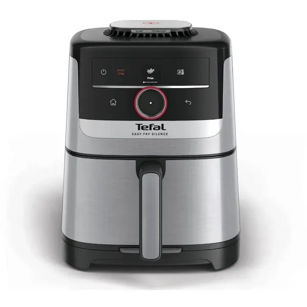 Tefal Friteuza cu aer cald Tefal Easy Fry Silence EY572DE1, 1670 W, 5l, 11 programe, pana la 220°C, afisaj digital, functie mentinere cald, argintiu & negru