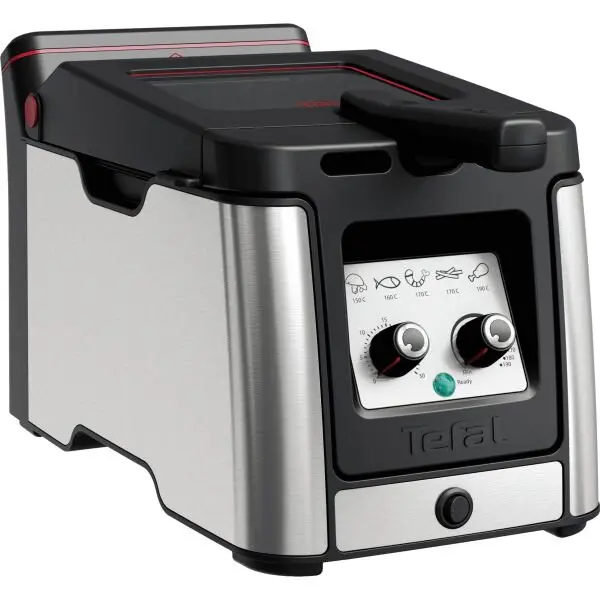 Tefal Friteuza TEFAL Clear Duo FR600D10, Otel inoxidabil, 3.5 l, 2000 W, Negru-Argintiu