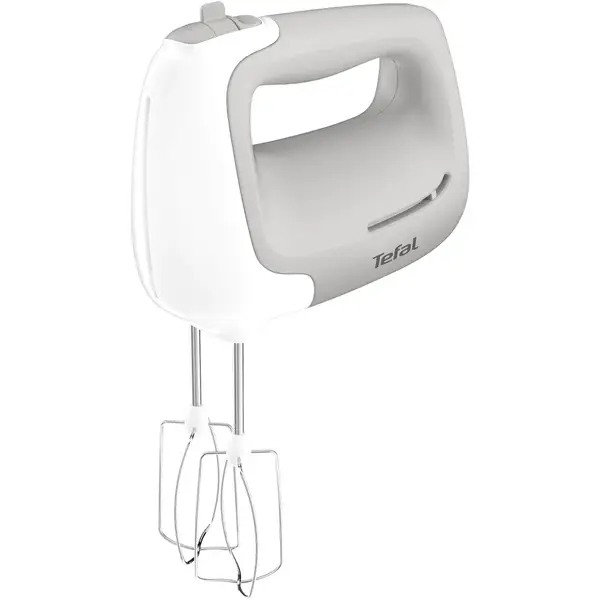 Tefal Mixer de mana TEFAL Prep'Mix HT450B38, 450W, 5 trepte viteza, functie Turbo, set 2 teluri, 2 carlige, alb&gri