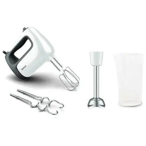 Tefal Mixer de mana Tefal Prep'Mix HT462138, 500W, 5 viteze, Turbo, 2 accesorii pentru aluat, 2 teluri, alb