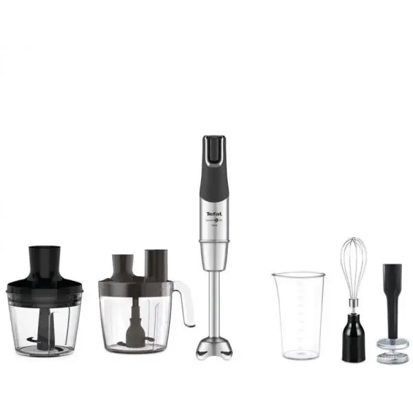 Tefal Mixer vertical Tefal InfinyForce Pro 5 in 1 HB95LD38, 1200W, tehnologie Powelix Life, tocator 500ml, pahar gradat 800ml, protectie antistropire, 5 functii, Negru/Inox