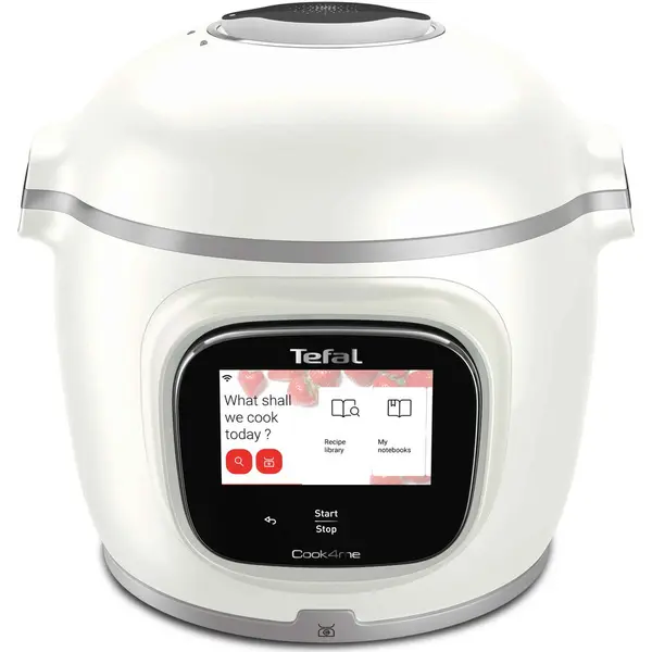 Tefal Multicooker inteligent cu gatire sub presiune Tefal Cook4me Touch Pro CY9441F2, 1600W, capacitate vas ceramic antiaderent 6L, 13 programe de gatire, Wi-Fi, cantar integrat, ecran tactil LCD, aplicatie dedicata, 250 retete preinstalate, pana la 6 pe