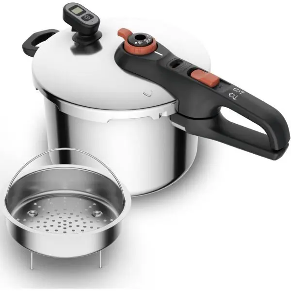 Tefal Oala sub presiune Tefal Secure Chrono, capacitate 6 L, 2 programe de gatire, compatibil cu inductia, argintiu