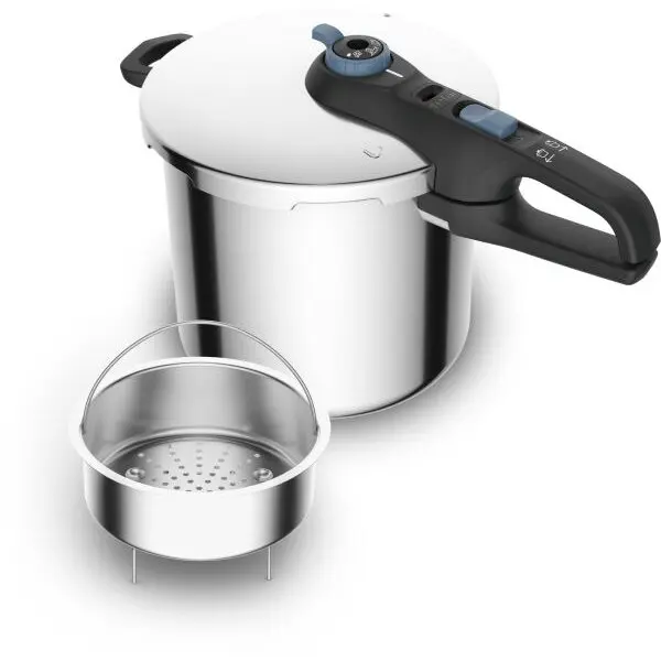 Tefal Oala sub presiune Tefal Secure Trendy P2584401, 8l, 2 programe (carne si legume), 5 sisteme de siguranta, controlul presiunii, Argintiu