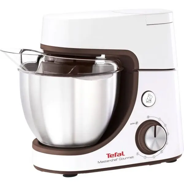 Tefal Robot de bucatarie Tefal MasterChef Gourmet Baking with Kids QB51K138, 1100W, bol inox 4.6L, 1.8 kg, 8 trepte de viteza, Alb