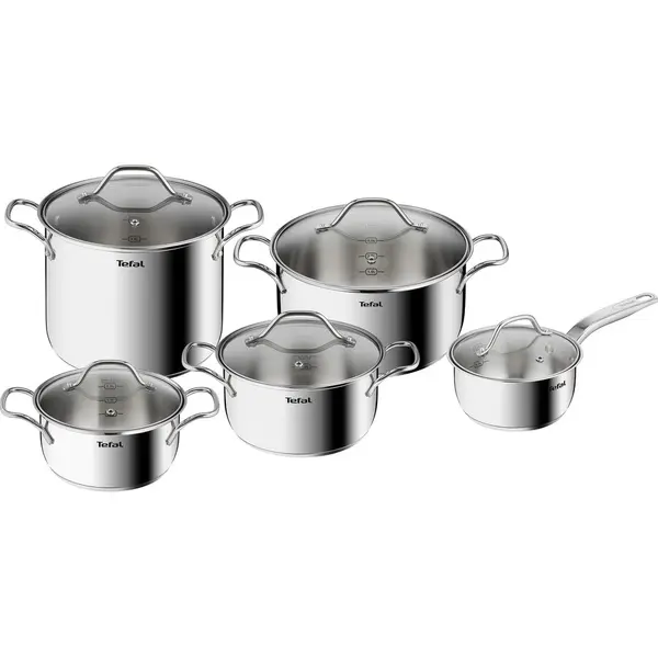 Tefal Set de vase de gatit Tefal Intuition, 10 bucati, Inductie, Inox