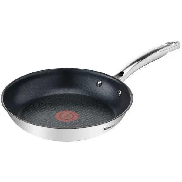Tefal Tigaie Tefal Duetto+, 28cm, Fund anti-deformare, Inox, Negru/Argintiu