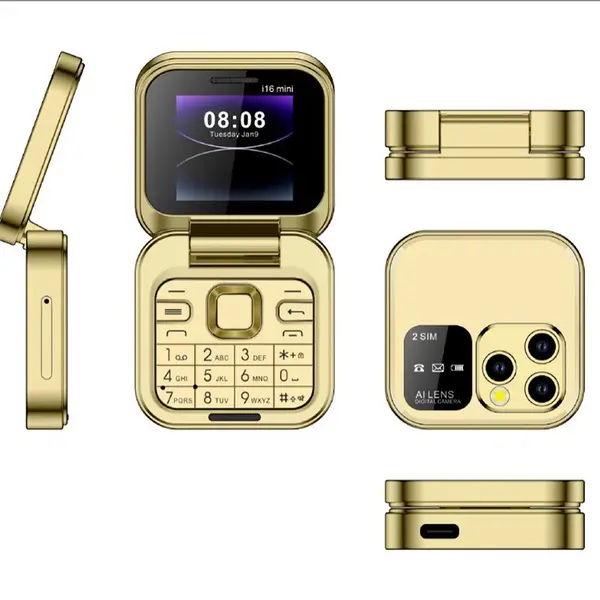 Telefon de buzunar pliabil Flip Phone 4.5 cm i16 Pro, Dual SIM, camera, Bluetooth MP4