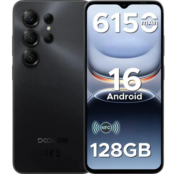 Telefon Doogee Note 56X Pro, 4G, Octa-Core, 6.56 HD+ 90Hz, 4GB RAM, 128GB, NFC, 6150mAh, Android 16, Black