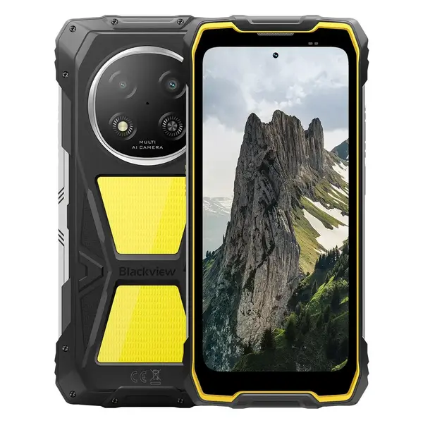 Telefon Mobil Blackview ROCK 2 Pro, Galben, 5G, Ecran 6.67 HD+ 120Hz, 32GB RAM (8GB + 24GB extensibili), 256GB ROM, Android 16, Baterie 15000mAh, 33W, NFC, Dual SIM