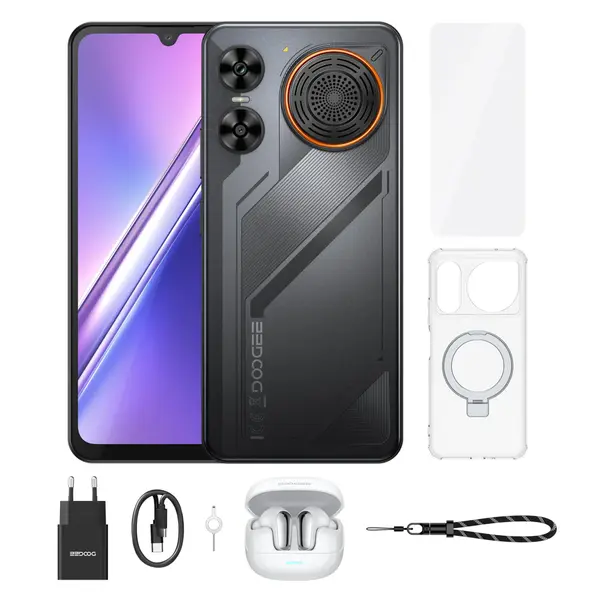 Telefon Mobil Doogee M30 VIP, Negru, 4G, 6.88 HD+ IPS 120Hz, 48GB RAM (6GB + 42GB extensibili), 256GB ROM, 64MP + 20MP, Android 16, Unisoc T7280 Octa-Core, NFC, 8000mAh, 33W, Difuzor 135dB, Dual SIM