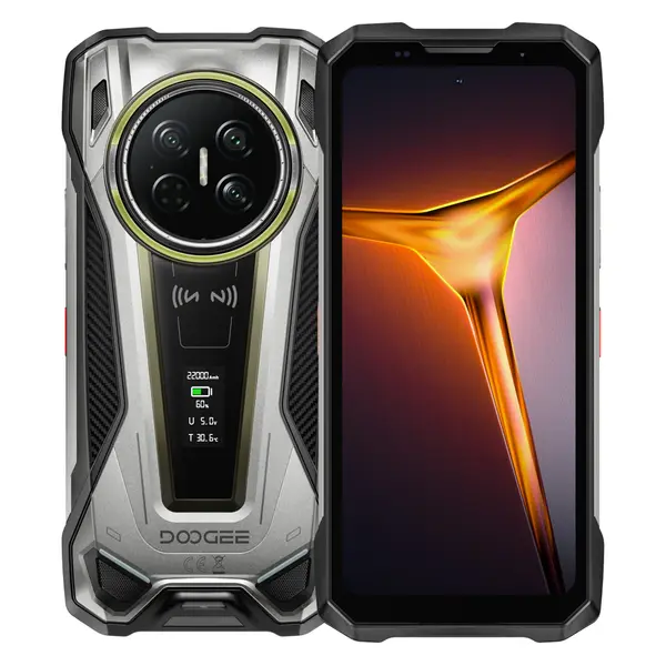 Telefon Mobil DOOGEE V Max 2, Silver, 5G, 6.78 120Hz, 48GB RAM (16GB + 32GB extensibili), 512GB, Dimensity 8300, 22000mAh, 120W Fast Charge, 1000LM Camping Light, Android 16, NFC, Dual SIM