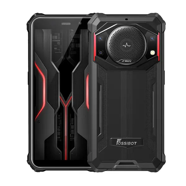 Telefon mobil FOSSiBOT F101P Negru cu rosu, 4G, 5.45 HD+ IPS, 7GB RAM (4GB+3GB extensibili), 64GB ROM, Android 13, 24MP AF+5MP+0.3MP, 10600mAh, 18W, NFC, Face ID, Dual SIM