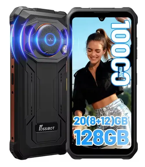 Telefon Mobil FOSSiBOT F110 Pro, Procesor MediaTek Dimensity 6300, Ecran IPS touchscreen 6.74inch, 8GB RAM, 128GB Flash, Camera Duala 50 + 5 MP, Wi-Fi, 5G, Dual Sim, Android (Negru/Portocaliu)