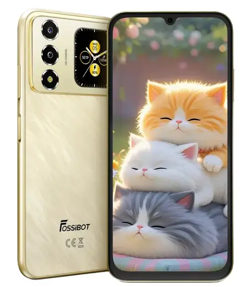 Telefon Mobil FOSSiBOT S7, Procesor Unisoc T615, Ecran IPS LCD touchscreen 6.9inch, 4GB RAM, 128GB Flash, Camera 16MP, Wi-Fi, 4G, Dual Sim, Android (Auriu)