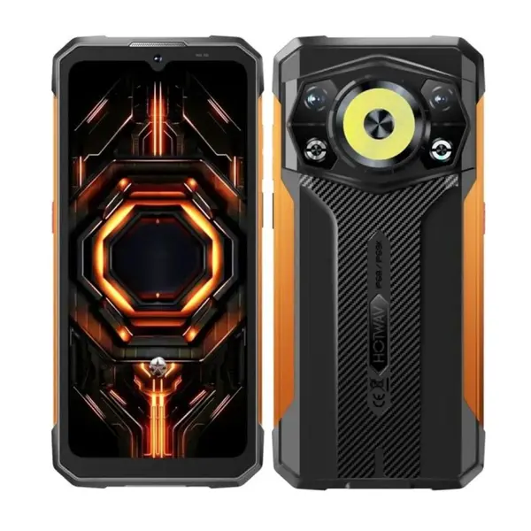 Telefon Mobil HOTWAV Cyber 17 Rugged, Portocaliu, 4G, Ecran 6.74 120Hz, 16GB RAM (6GB + 10GB extensibili), 128GB, Camera 48MP, Baterie 6200mAh, Camping Light, Android 16, NFC, Dual SIM