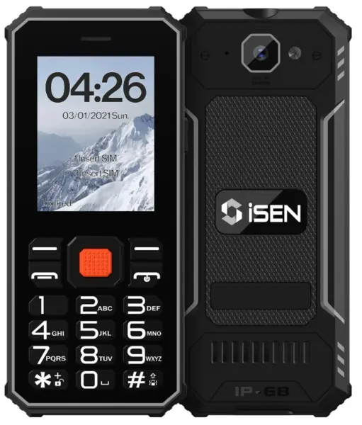 Telefon mobil iSEN F1 4G, Gri, 2.4 LCD, 0.3MP spate + 0.08MP fata, 48MB RAM, 128MB ROM, Mocor OS, Unisoc T107, IP68, Lanterna, 2500mAh, Dual SIM