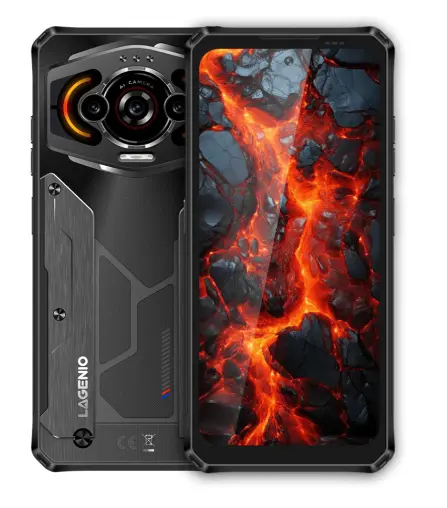 Telefon Mobil LAGENIO Panther 1, Negru, 4G, 6.7 HD+ 120Hz, 12GB RAM (4GB + 8GB Extinsa), 128GB ROM, 13MP, Android 15, Unisoc T7250, Lumini RGB, AI Gemini, NFC, 5150mAh, 18W, Dual SIM