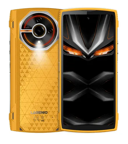 Telefon Mobil LAGENIO Panther 2, Galben, 4G, 6.7 HD+ 120Hz, 12GB RAM (4GB + 8GB Extensibili), 128GB ROM, 16MP, Android 15, Unisoc T7250, Lumini RGB, NFC, OTG, 5150mAh, 18W, Dual SIM