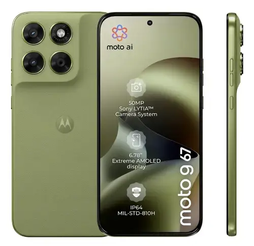 Telefon Mobil Motorola Moto G67, Procesor Mediatek Dimensity 6300 Octa-Core, AMOLED Touchscreen 6.78inch, 8GB RAM, 256GB Flash, Camera Duala 50 + 8 MP, Wi-Fi, 5G, Dual Sim, Android (Verde)