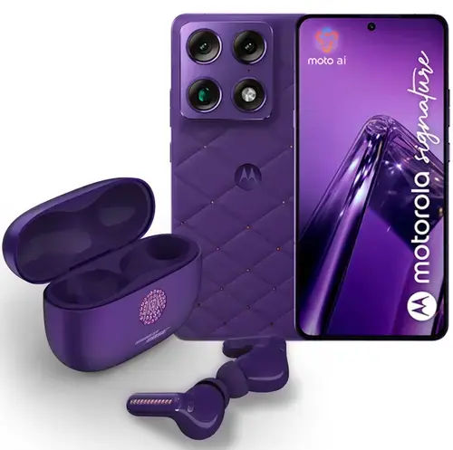 Telefon Mobil Motorola Moto Signature, Swarovski Edition, Procesor Qualcomm SM8845 Snapdragon 8 Gen 5, LTPO AMOLEDD 6.8inch, 16GB RAM, 512GB Flash, Camera Tripla 50 + 50 + 50 MP, Wi-Fi, 5G, Dual Sim, Android (Violet)
