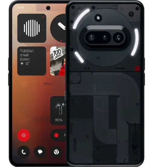 Telefon Mobil Nothing Phone 3a, Procesor Qualcomm SM7635 Snapdragon 7s Gen 3, AMOLED Capacitive Touchscreen 6.77inch, 12GB RAM, 256GB Flash, Camera Tripla 50+50+8MP, Wi-Fi, 5G, Dual Sim, Android (Negru)