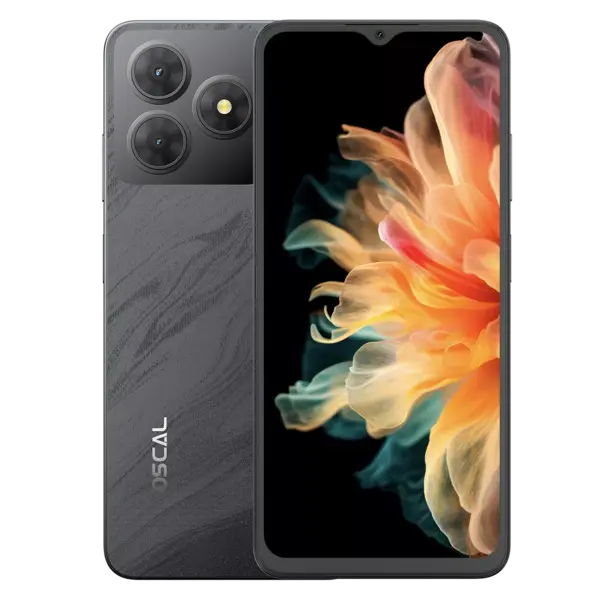 Telefon Mobil Oscal FLAT 2, Negru, 4G, 6.56 HD+, 12GB RAM (4GB+8GB extensibil), 256GB ROM, 13MP, Android 14, Unisoc T606, 5000mAh, Dual SIM Hybrid