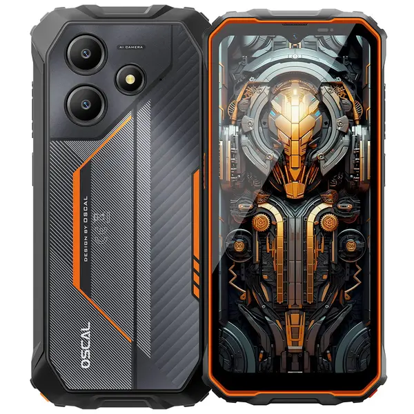 Telefon mobil OSCAL MARINE 2, Portocaliu, 4G, 6.56 HD+ 90Hz, 24GB RAM (8GB + 16GB extensibili), 256GB ROM, DokeOS 4.1, Unisoc T615, 11000mAh, 18W, Dual SIM
