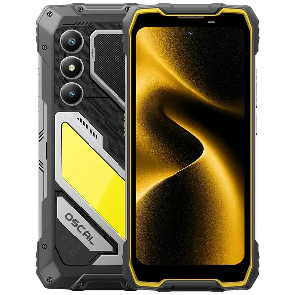 Telefon Mobil OSCAL PILOT 5, Galben, 5G, 6.67 HD+ IPS 120Hz, 32GB RAM (8GB + 24GB Extensibili), 256GB ROM, 16MP, Android 16, Unisoc T8100, NFC, 15000mAh, 33W, Dual SIM
