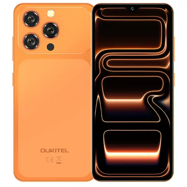 Telefon Mobil Oukitel C17, Portocaliu, 4G, Ecran 6.52 HD, 16GB RAM (4GB + 12GB extensibili),128GB, Camera 13MP, Baterie 5000mAh, Android 16, Dual SIM
