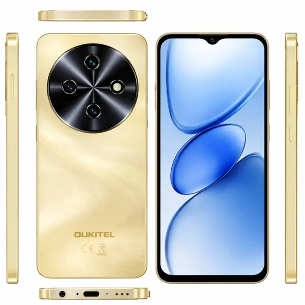 Telefon Mobil Oukitel C5, Auriu, 4G LTE, Ecran 6.6 HD+, 16GB RAM (4GB + 12GB extensibili), 64GB, Camera 13MP, Android 14, Dual SIM