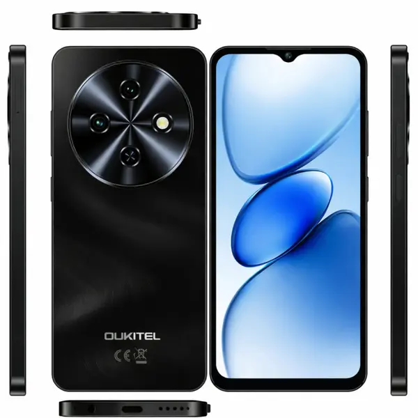 Telefon Mobil Oukitel C5, Negru, 4G LTE, Ecran 6.6 HD+, 16GB RAM (4GB + 12GB extensibili), 64GB, Camera 13MP, Android 14, Dual SIM