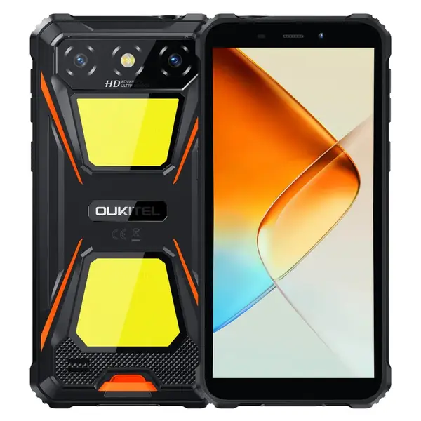 Telefon Mobil Oukitel G5, Portocaliu, 4G, 6 IPS 60Hz, 16GB RAM(4GB+12GB Extensibili), 256GB ROM, 13MP, Android 14, Unisoc T310, Incarcare Inversa, OTG, Jack, 6300, mAh, 10W, Dual SIM
